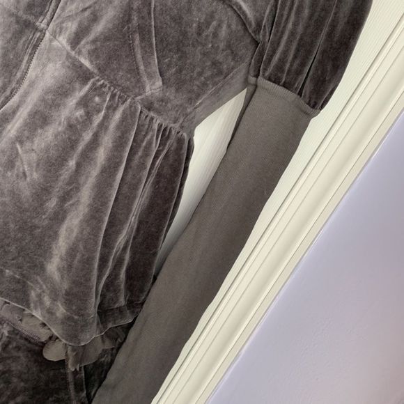 Juicy Couture Track Suit Set Jacket & Pants Velour S/P Dark Gray - Picture 5 of 16